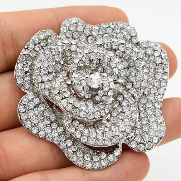 Silver Rhinestone Brooch - Picture 3 of 3